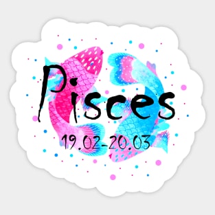 Pisces Zodiac Watercolor Pink February March Birthday Sticker